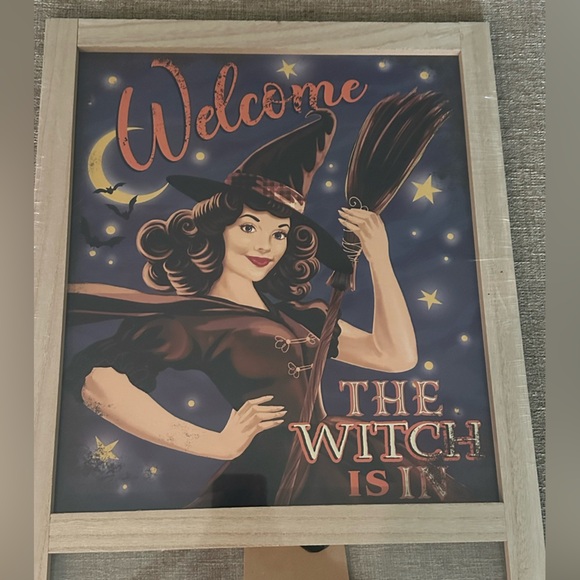 Halloween Welcome The Witch Is In Retro  Easel Board Sign New 20 x 15 - Picture 1 of 2